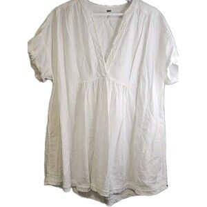 Free People Getaway With Me Tunic Small Ivory Boho Peasant Top
